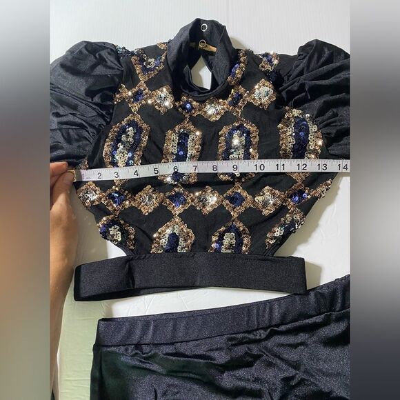 Revolution 10th House Dance Costume 2 piece black sequin BIONIC TH23116 SA - Picture 13 of 16